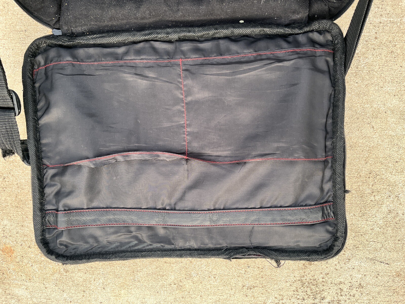 Crossbody Leather Batik Briefcase Messenger  Handmade With Red Thread Rare Black image 7
