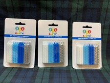 3 - 321 Party! Blue White & Silver Spiral Birthday Party Candles 24 Ct