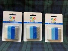 3 - 321 Party! Blue White & Silver Spiral Birthday Party Candles 24 Ct