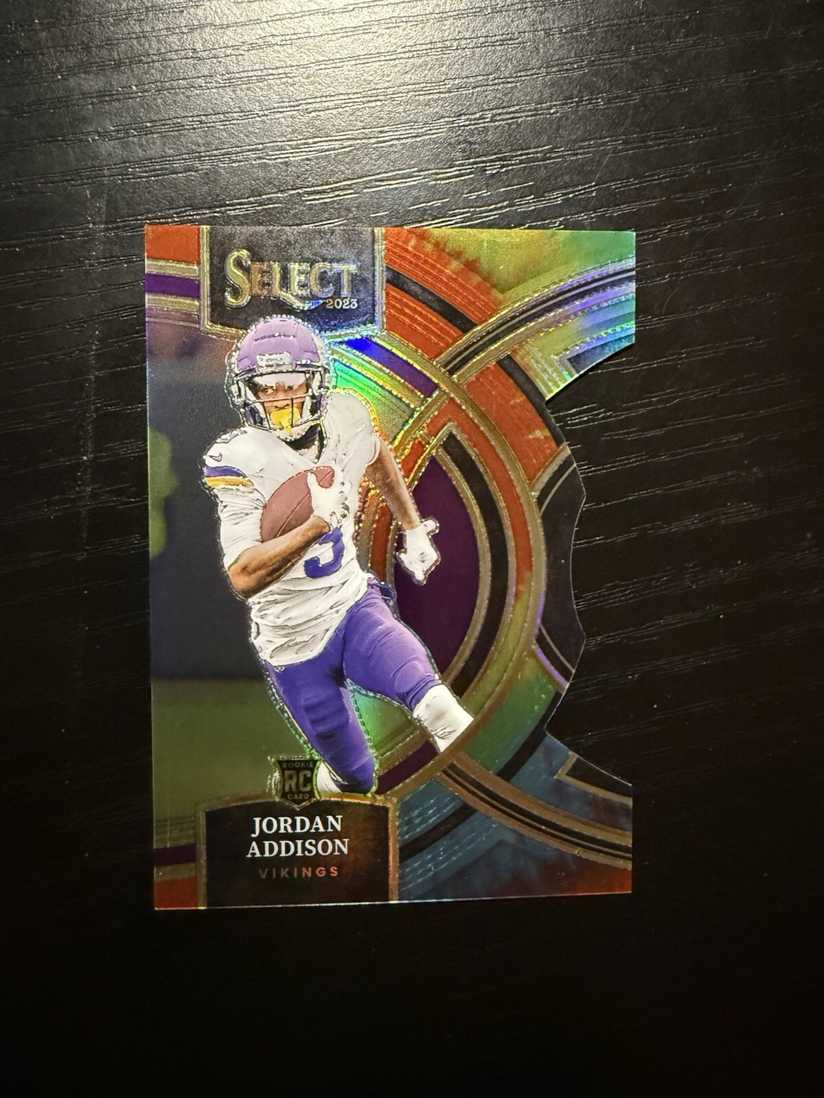 2023 Select Jordan Addison RC TIE DYE PREMIER LEVEL PRIZM 17/25 ROOKIE VIKINGS.