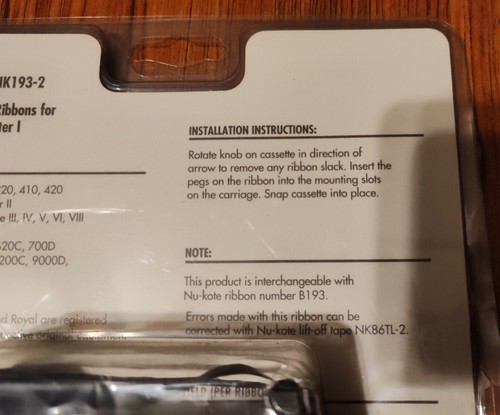 2x Nu-Kote Typewriter Ribbon IBM Actionwriter I NK193-2 - Picture 6 of 9