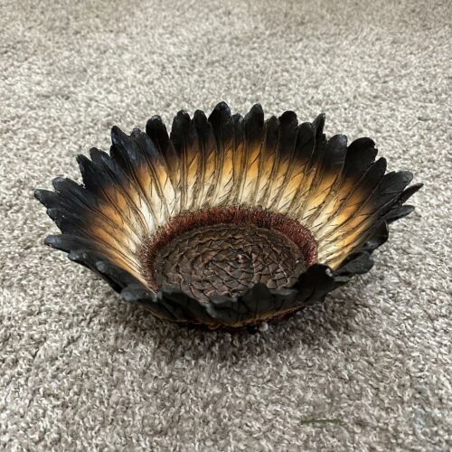 VINTAGE Native American Indian Head Dress Feathers Resin Bowl Western Decor