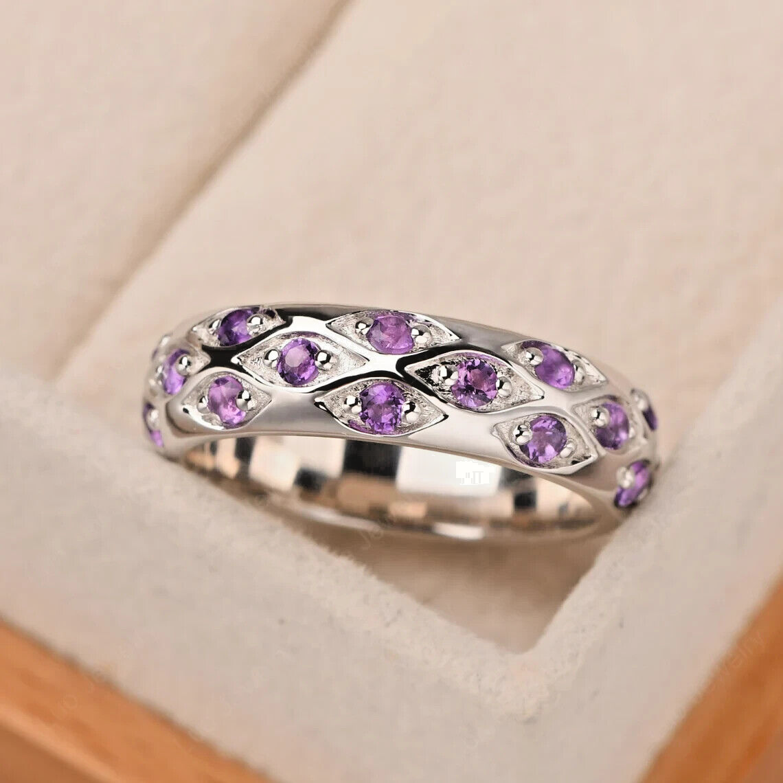 Natural Amethyst Engagement Ring 925 Sterling Silver Ring Any Size