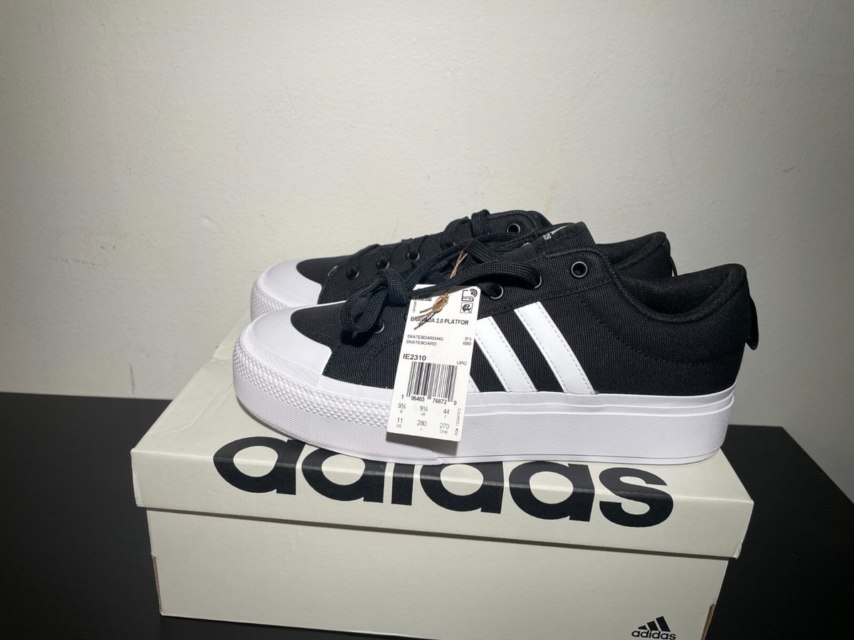 Adidas Bravada 2.0 Platform Shoes Womens 11 Black White Skateboard