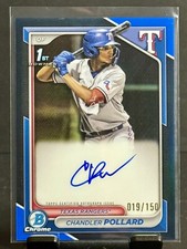 2024 Bowman Chrome Chandler Pollard 1st Blue Refractor Autograph 19/150 Auto TX