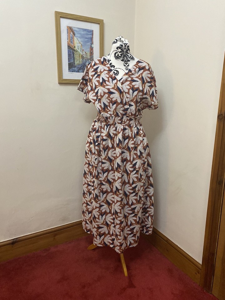 Seasalt Stunning Floral Organic Cotton MIDI Dress Size 16 eBay