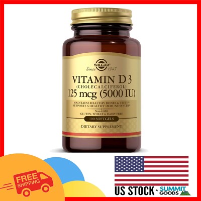 Cholecalciferol 5000 IU Vitamin D3 - 125 MCG Softgels for Bone & Immune Support
