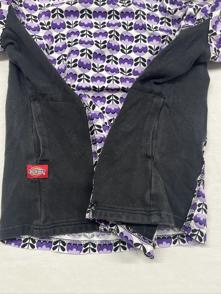 Camisa Médica Dickies Para Mujer Pequeña Púrpura Floral Manga Corta Bolsillo Uniforme Foto 4 de 4