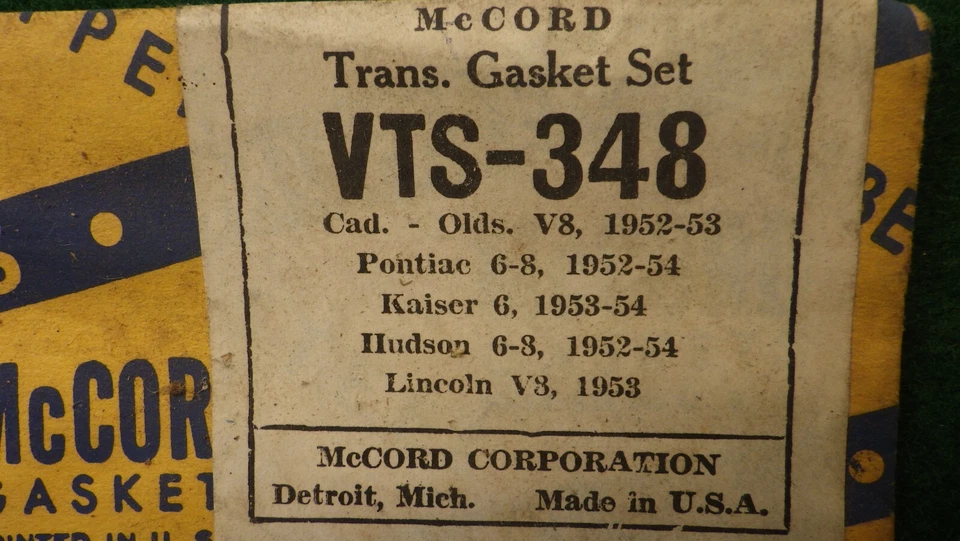 Juego de juntas de transmisión McCord 1952-1953 Cadillac V8, Hudson, Kaiser, Lincoln NOS Foto 2 de 4