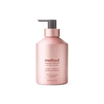 Method Gel Hand Wash Vanilla + Raspberry Scent Plant Based Aluminum Bottle 12 oz