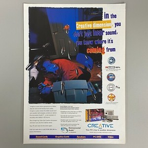 SOUND BLASTER LIVE SURROUND SOUND LAUTSPRECHER CREATIVE 1999 VINTAGE RETRO WERBUNG