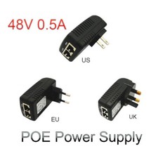 POE Injector 48V 0.5A Wall Plug Ethernet Adapter IP Phone Camera Power Supply