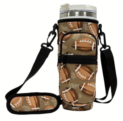 FOOTBALL Crossbody For Stanley 40 Or 30 Oz Tumbler With Phone Case &  Clip NEW