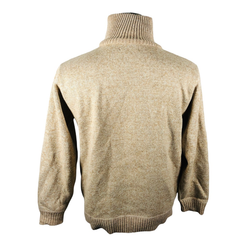 Yeokou Mens Cardigan Sweater Beige Mock 