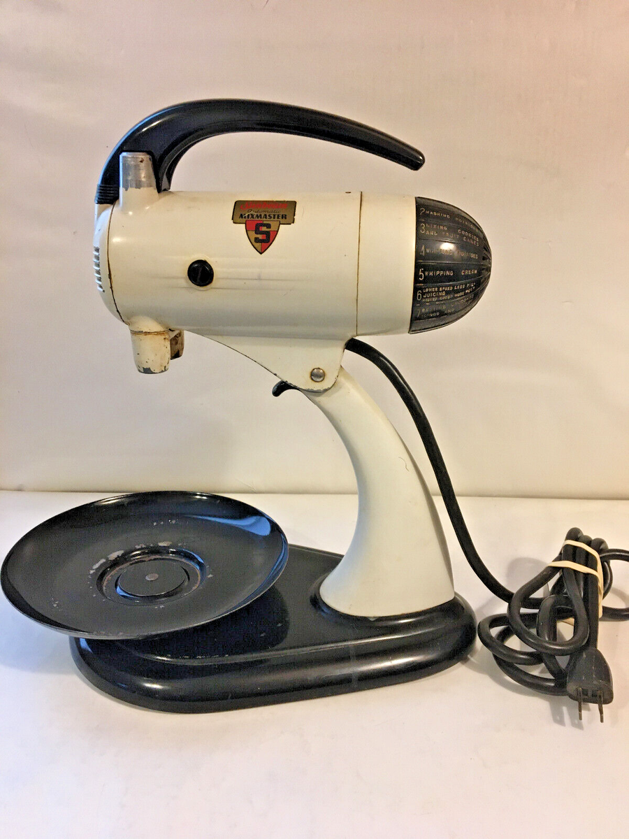 Sunbeam Mixmaster S, 1950, White, Mixer and stand and rotating pan