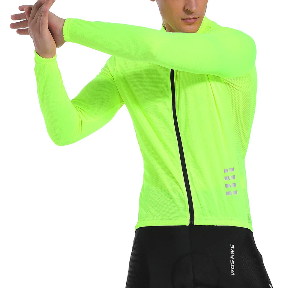 WOSAWE Mens Cycling Jersey Long Sleeve Road Bike Shirt Running Sport Tops Spring - Image 3 of 4