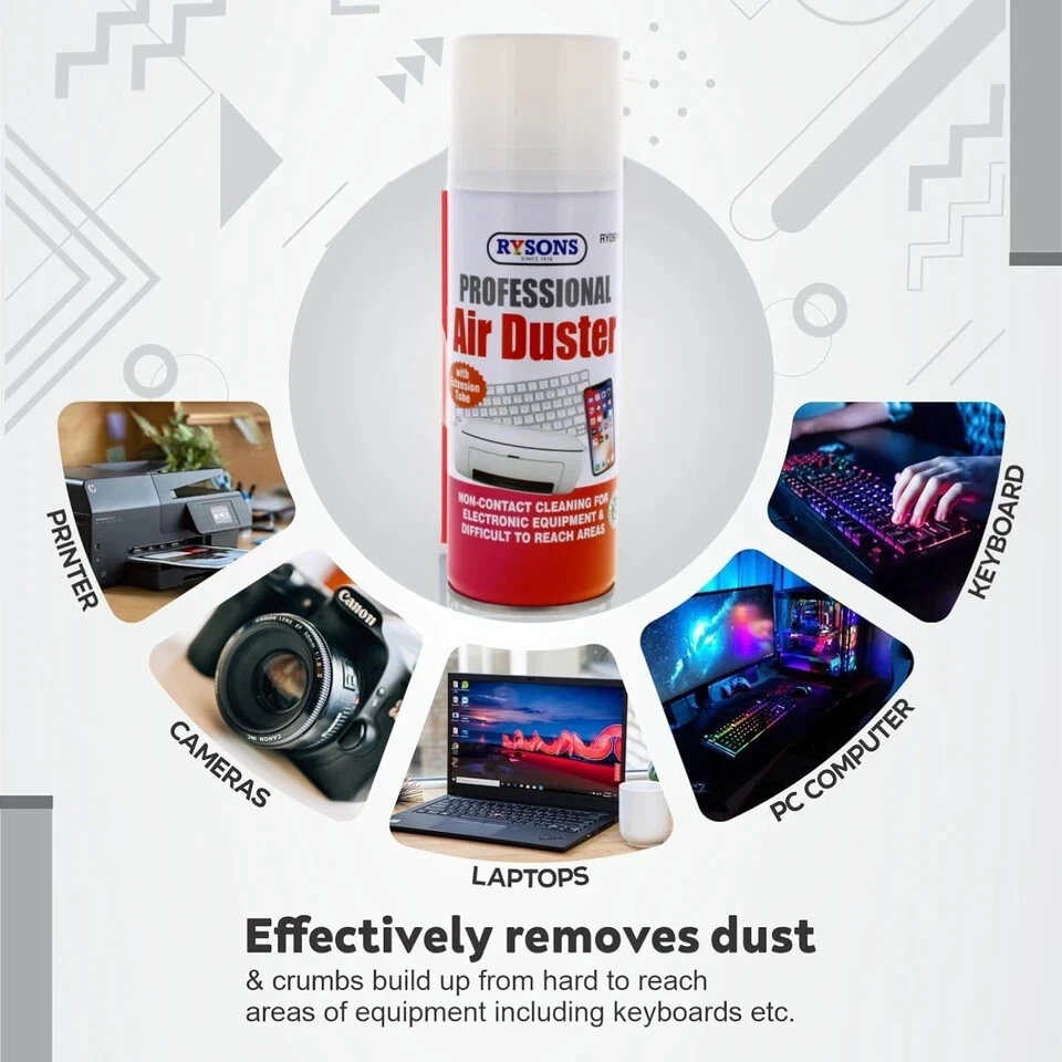 2 X  COMPRESSED AIR DUSTER SPRAY CAN PROTECTS CLEANER PC LAPTOPS KEYBOARDS 200ML - Image 4 of 4