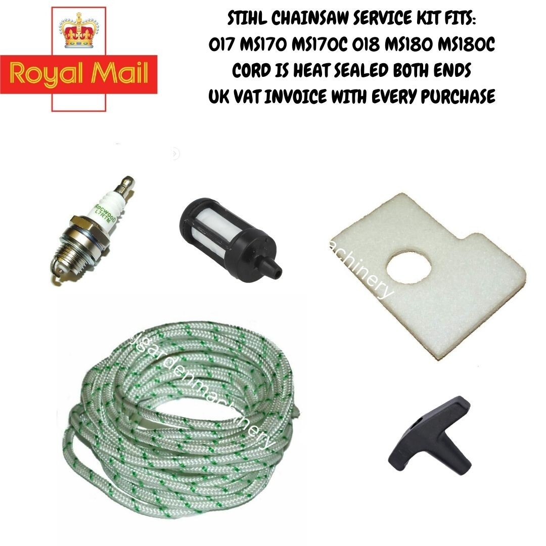 STIHL 017 018 MS170 MS180 Chainsaw Service Kit – Air Filter & NGK Spark Plug – 5pc Set – Machinetec