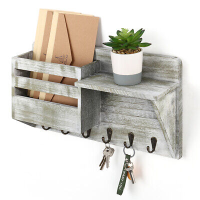 Wall Mount Wooden Mail Key Holder, Wooden Mail Sorter Wall