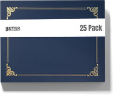 25 Pack Navy Blue Certificate Holders, Diploma Holders, Document Covers with Gol