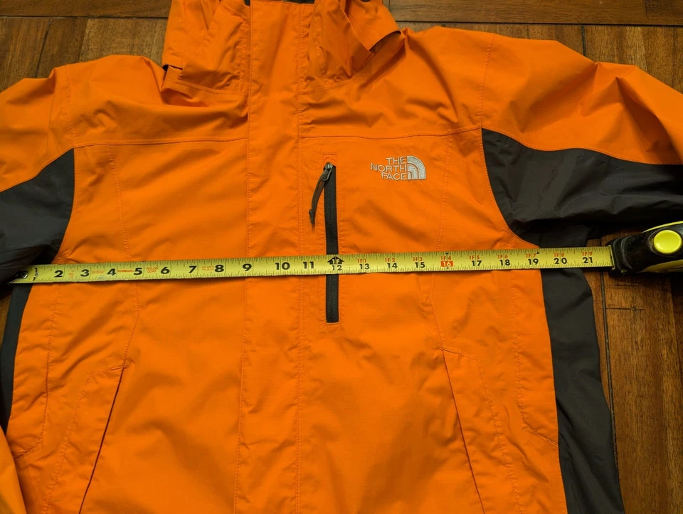 Jaqueta de chuva The North Face Hyvent masculina M laranja chuva removível capuz aberturas  - Imagem 3 de 4