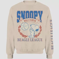 Deals on Mens Peanuts Snoopy Crewneck Pullover Sweatshirt