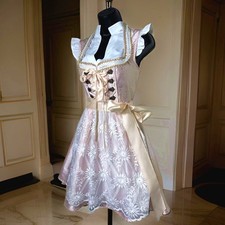 New XL Oktoberfest Peach Pink Beige Lace Dirndl Dress Bavarian German Fest