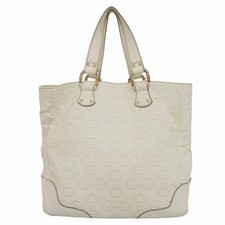 6dc3317 k Gucci Tote Bag Bamboo Horsebit 154375 Leather White Gold Hardware Used