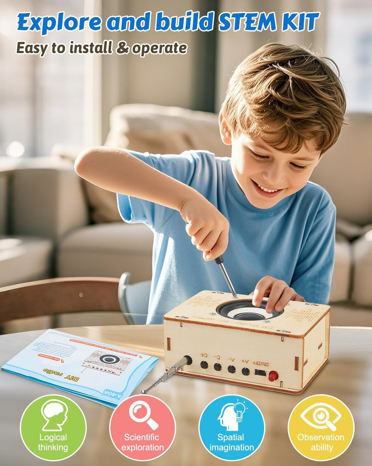 STEM FM Radio Science Kit DIY Electronics Toy for Kids Age 8-16