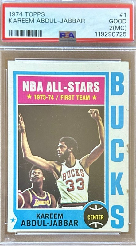1974 Kareem Abdul-Jabbar Card - Milwaukee Bucks- HOF - PSA 2 (mc) (Good)