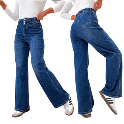 Jeans Hose High Waist WIDE LEG Loose Fit Stretch Elegant  34 - 42 - J15