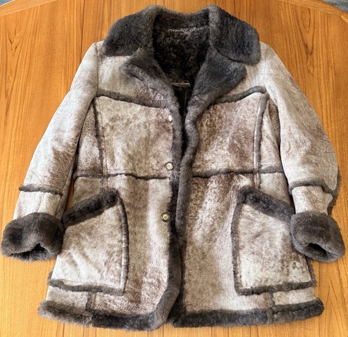 Marlboro, Vintage 70s Marlboro Man Sheepskin Leather Shearling Rancher Car Coat Womens L
