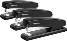 Amazon Basics Desktop Stapler Set, 3 Pack, 25 Sheet Capacity, Black