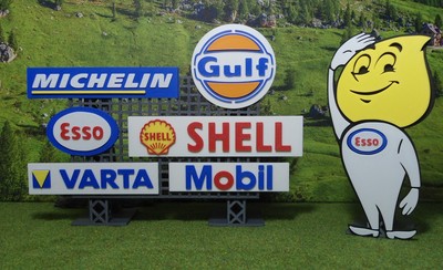 Werbetafel XL Esso Happy  Deko Carrera 132 124 1:43 Gebäude Werbung Hybrid 1:50