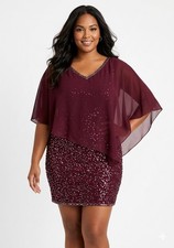 JKARA Women's Burgundy Sequin Formal Dress Size 12P RN 97853 100 Polyester