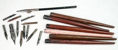 Hunt Crow Quill Holders 12 Metal Nibs 102 108 107 Tacro Drafting Pen Used