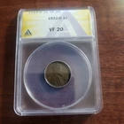 1922-D Lincoln Wheat Cent, ANACS VF 20