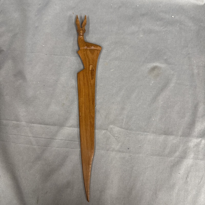 Hand-carved Wooden Letter Opener Vintage Piece of Folk Art Or A Souvenir