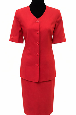 Unbranded Womens 2 Piece Skirt Suit Size 38 8 US Red Short Sleeve Jacket Lined