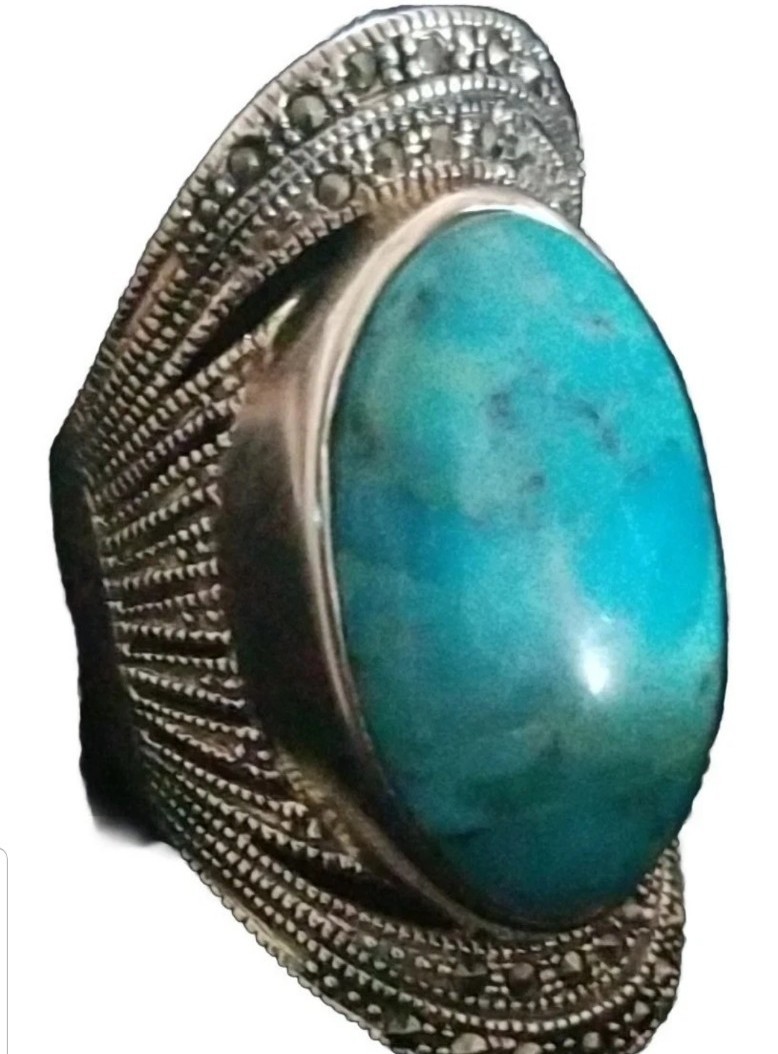 Large Turquoise Wrap Statement Ring Sterling Silv… - image 8