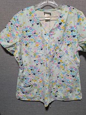 SB scrubs ladies large blue hearts Valentine's Day