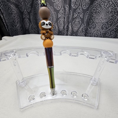 Silicone Beaded Pen With Sloth And Black Ink Plus Bonus Ink Cartridge 
