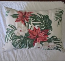 Tommy Bahama Floral Embroidered Festive Palms Poinsettia Decorative Throw Pillow