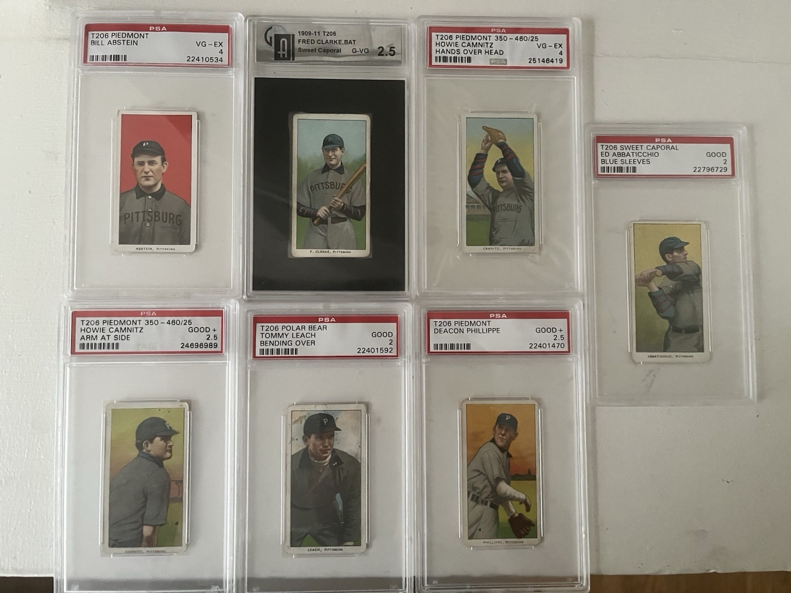 1909 T206 Graded Pittsburgh Pirates Cards W/Fred Clarke (HOF) Variation
