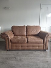 Tan Faux Suede 2 Seater Sofa