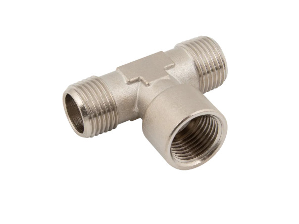 2x 1/4"" BSP Male X 1/4"" BSPP Female Centre Leg Equal 3 Way Tee Brass NP  (1 Off)
