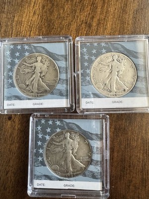 Lot Of 3 Walking Liberty Half Dollar Coins 1942 & 1944