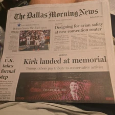  THE DALLAS MORNING NEWS SEPTEMBER 22ND CHARLIE KIRK  MEMORIAL  COWBOYS VS BEARS