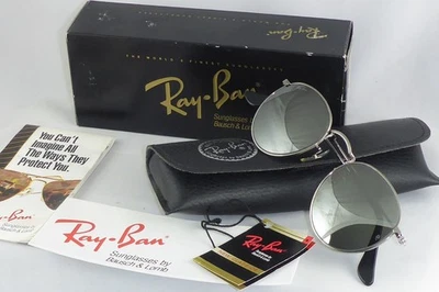 NOS NEW Vintage Ray Ban B&L USA W2460 Round Metals G-31 Mirror Gunmetal+case/Box - Bild 1 von 4