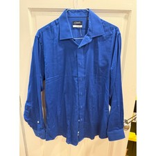 Chaps Stain repellent Men's Blue Collar Long Sleeve Button Shirt Size L